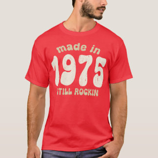 Camiseta Feito em 1975, com números de colheita em balanço