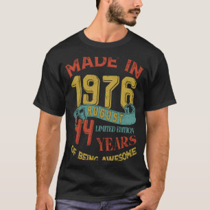 Camiseta Feito em 1976, 44 de AGOSTO, Bei, 44 anos