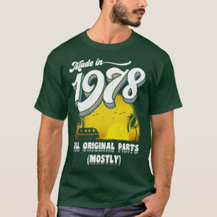 Camiseta Feito em 1978, na maioria das peças originais