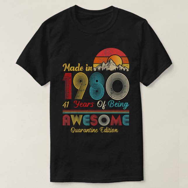 Camiseta Feito Em 1980, 41ruas, Aniversário, Quarenta E Um  (Frente do Design)