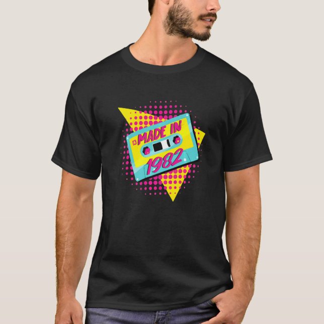 Camiseta Feito em 1982 aniversário de 40 anos 80s 90s 1990s (Frente)