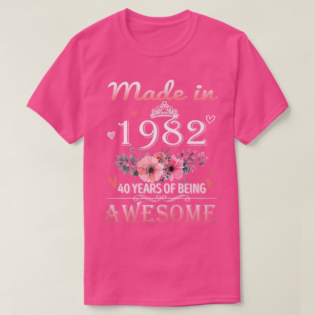 Camiseta Feito Em 1982, Presente De aniversário de 40 anos  (Frente do Design)