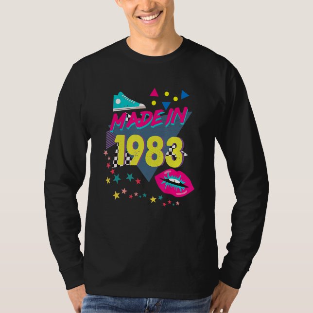 Camiseta Feito em 1983 39º aniversário dos anos 80 e 90 dos (Frente)
