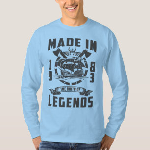 Camiseta Feito Em 1983 O Nascimento Das Lendas