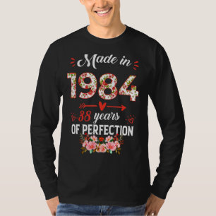 Camiseta Feito Em 1984, Floral 38 Anos De Idade 38 Anos