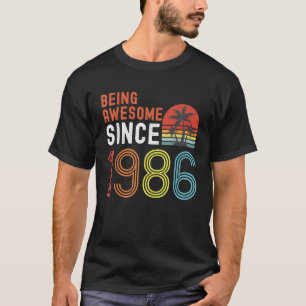 Camiseta Feito em 1986 Design de Aniversário Para Presente 