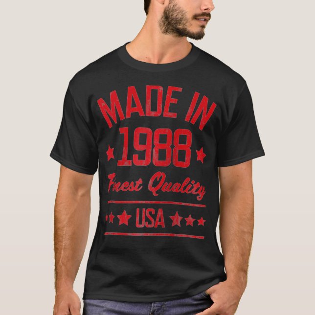 Camiseta Feito em 1988, o Impressão vermelho mais fino dos  (Frente)