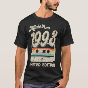 Camiseta Feito Em 1993, Cassette Vintage aniversário de 30
