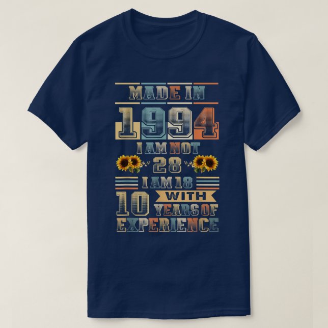 Camiseta Feito Em 1994, 18 Anos, 10 Anos De Idade Aniversár (Frente do Design)