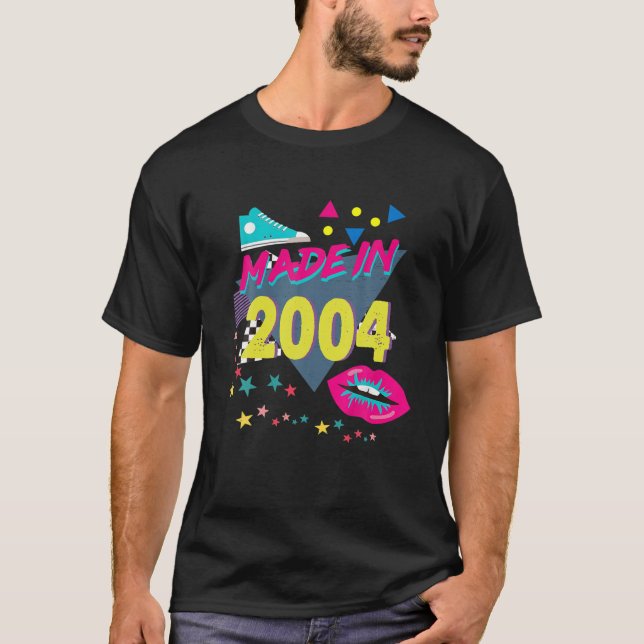Camiseta Feito Em 2004 Nº 18º Aniversário 80S 90S 1990S N.º (Frente)