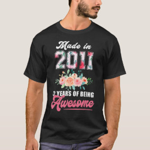 Camiseta Feito em 2011, 12 anos de aniversário de 12 para g