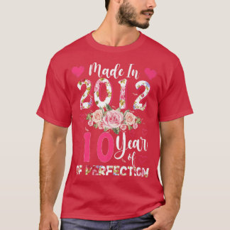 Camiseta Feito Em 2012, Presente Floral De 10 Anos, 10 Anos