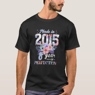 Camiseta Feito Em 2015, Floral, 8 Anos, 8º Aniversário Para