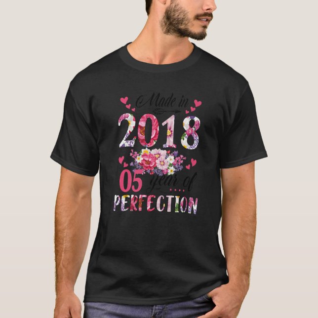 Camiseta Feito Em 2018 Presentes De Aniversário De 5 De 5 A (Frente)