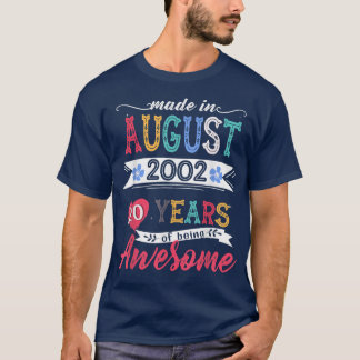 Camiseta Feito Em Agosto De 20 Anos De 20 Incrível