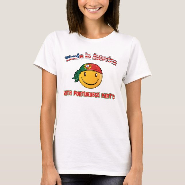Camiseta Feito em América com parte portuguesa (Frente)
