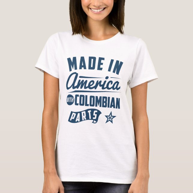 Camiseta Feito em América com peças colombianas (Frente)