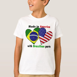 Camiseta feito em América com peças do brazilin