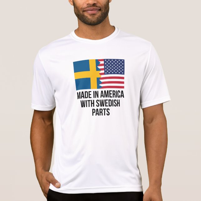 Camiseta Feito em América com peças suecos (Frente)