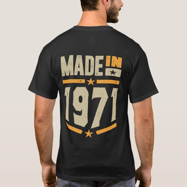 Camiseta Feito Em Aniversário De 1971 (Verso)