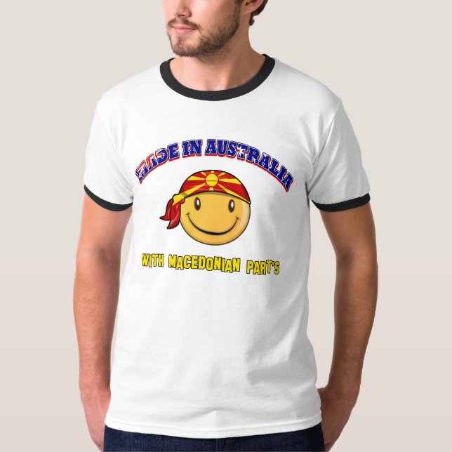 Camiseta Feito em Austrália com parte macedónia (Frente)