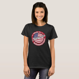 Camiseta Feito em Birmingham Alabama Stars and Stripes Flag