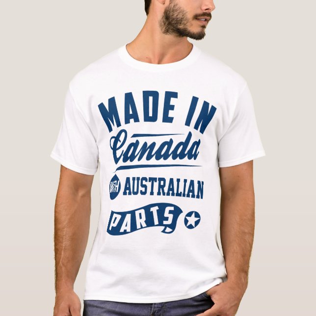 Camiseta Feito em Canadá com peças australianas (Frente)