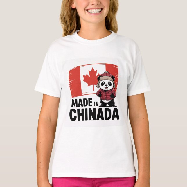 Camiseta Feito em Chinada Panda - Chinês - Canadense (Frente)