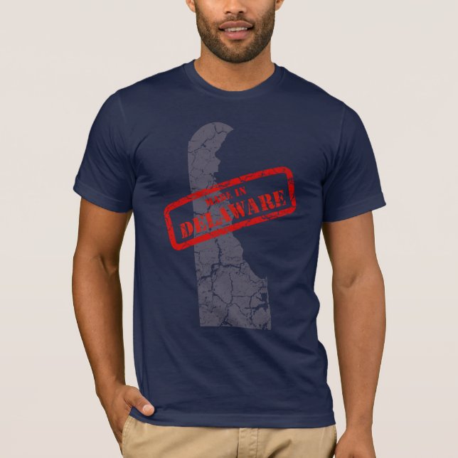 Camiseta Feito em Delaware Grunge Map Marinho T-shirt azul (Frente)