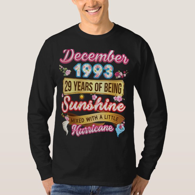 Camiseta Feito Em Dezembro De 1993, Garota De 29 Anos De Id (Frente)