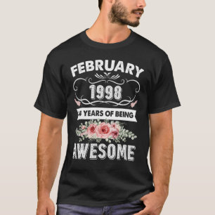 Camiseta Feito em fevereiro de 24 anos Vintage 1998 24th Bi