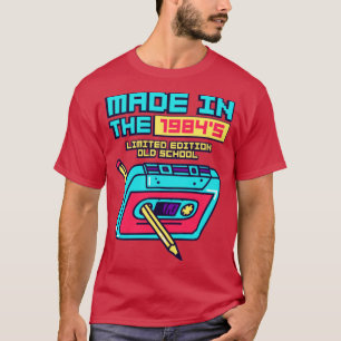 Camiseta Feito em fita cassete retrô de 1984