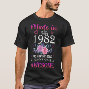 Camiseta Feito Em Floral 1982, De 40 Anos