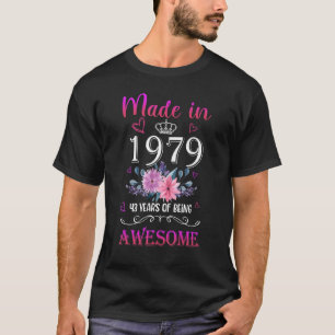 Camiseta Feito Em Floral, De 43 Anos, 1979, 43º Aniversário