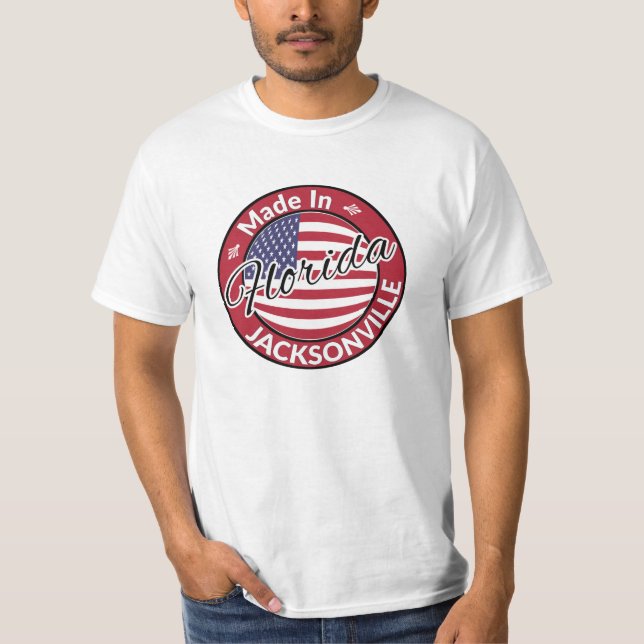 Camiseta Feito em Jacksonville Florida USA Flag (Frente)