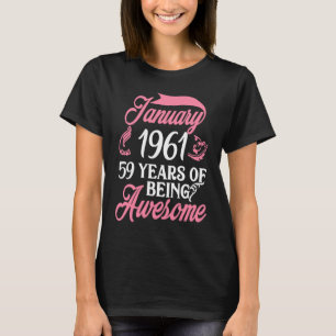 Camiseta Feito em JANEIRO de 1961, aniversário de 59 anos d