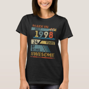 Camiseta Feito Em Julho De 1998, 24 Anos, 24 Anos, Aniversá