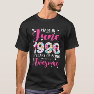Camiseta Feito Em Junho De 1998 Flores 23ª Saída De Dia 23