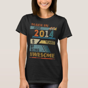 Camiseta Feito Em Junho De 2014, Oito Anos, Aniversário