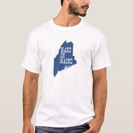 Camiseta Feito em Maine Shaple Blue White Text Font Mainer