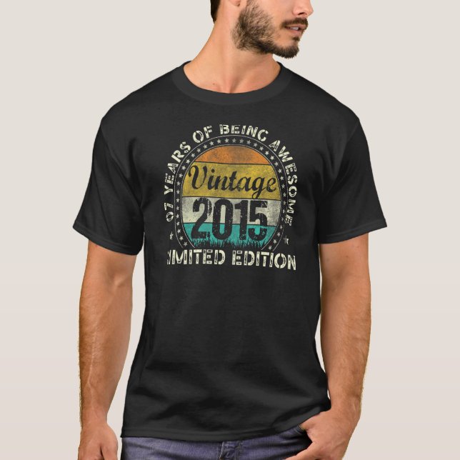 Camiseta Feito Em Nascimento De 7 De 2015, Com 7 Anos (Frente)