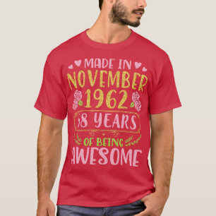 Camiseta Feito Em Novembro De 1962 Feliz Aniversário 58 Ano