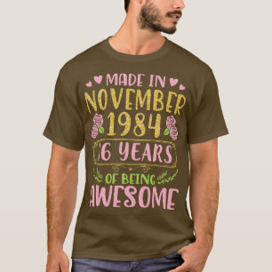 Camiseta Feito Em Novembro De 1984 Feliz Aniversário 36 Ano