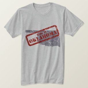 Camiseta Feito em Oklahoma Grunge Mens - T-shirt da Cinza