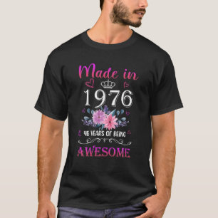 Camiseta Feito Em Presentes De 46 Anos Floral 1976 46º Nasc