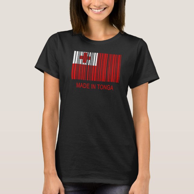 Camiseta Feito em Tonga Flag Barcode (Frente)