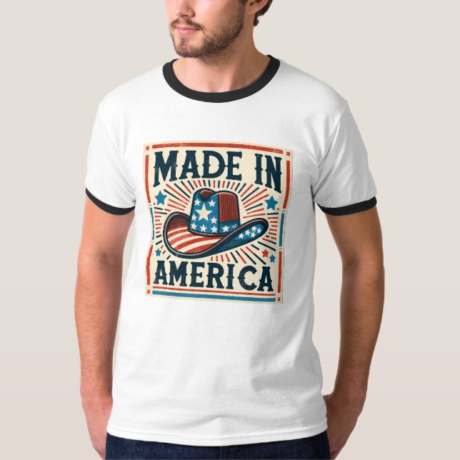 Camiseta Feito na América, 4 de julho (Frente)
