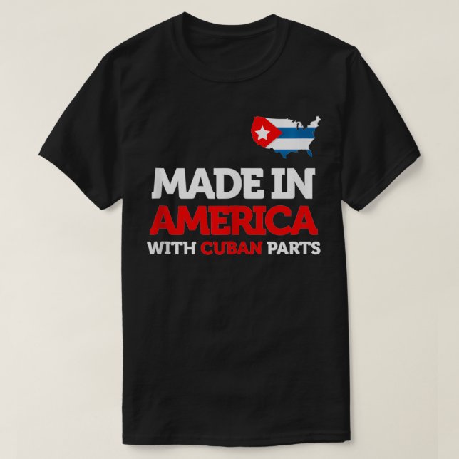 Camiseta Feito na América com Partes Cubanas Cuba EUA Ofere (Frente do Design)