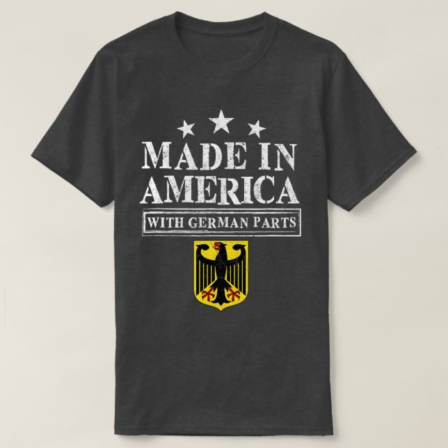 Camiseta Feito na América com peças alemãs - Orgulho de imi (Frente do Design)