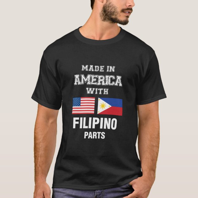 Camiseta Feito na América com peças filipinas (Frente)